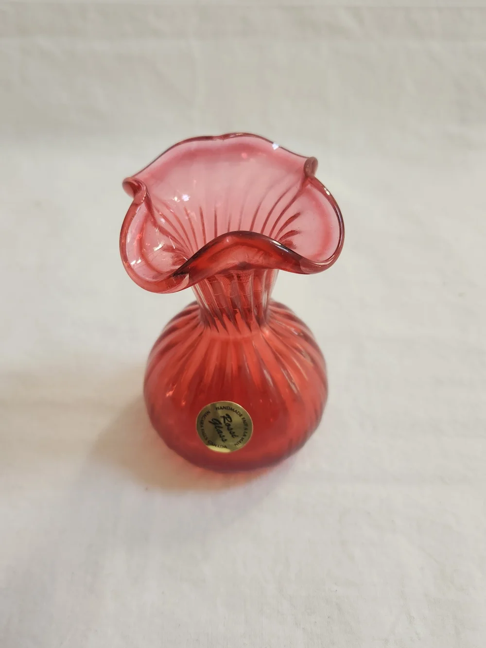 Rossi Glass Cranberry Art Glass Vase